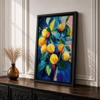 Lemon Tree Wall Art Citrus Fruit Framed Canvas Mediterranean Impasto Botanical Kitchen Home Decor
