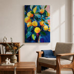 Lemon Tree Wall Art Citrus Fruit Framed Canvas Mediterranean Impasto Botanical Kitchen Home Decor