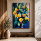 Lemon Tree Wall Art Citrus Fruit Framed Canvas Mediterranean Impasto Botanical Kitchen Home Decor