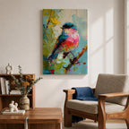Songbird Wall Art Modern Bird Painting Framed Canvas Wildlife Impasto Living Room Decor