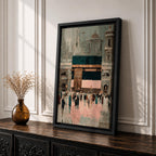 Kaaba Wall Art Sacred Mosque Framed Canvas Mecca Masjid Haram Hajj Umrah Islamic Decor