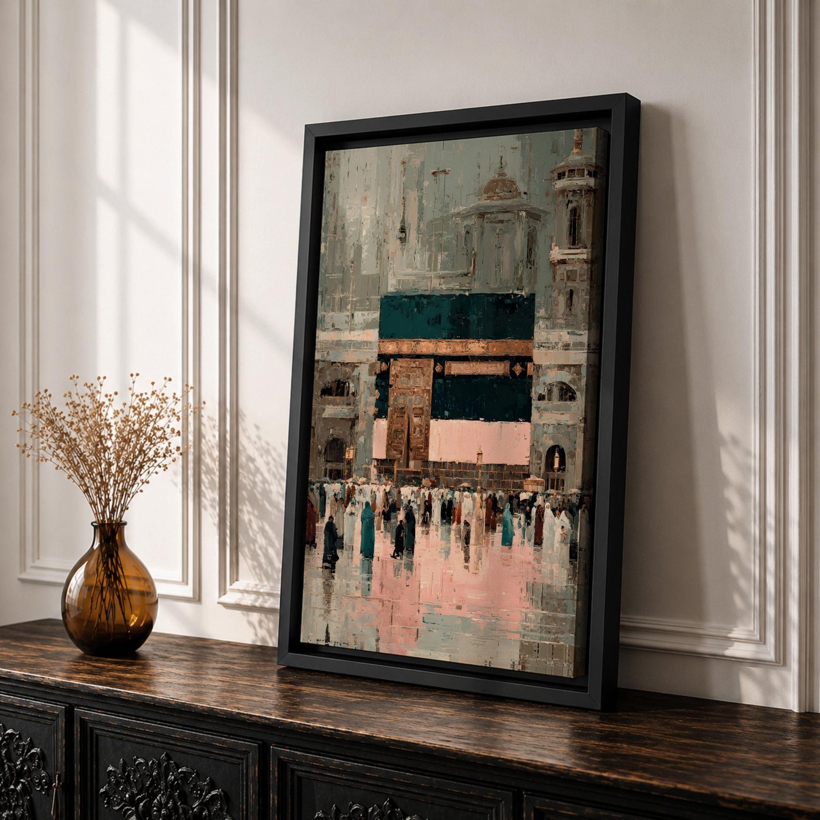 Kaaba Wall Art Sacred Mosque Framed Canvas Mecca Masjid Haram Hajj Umrah Islamic Decor