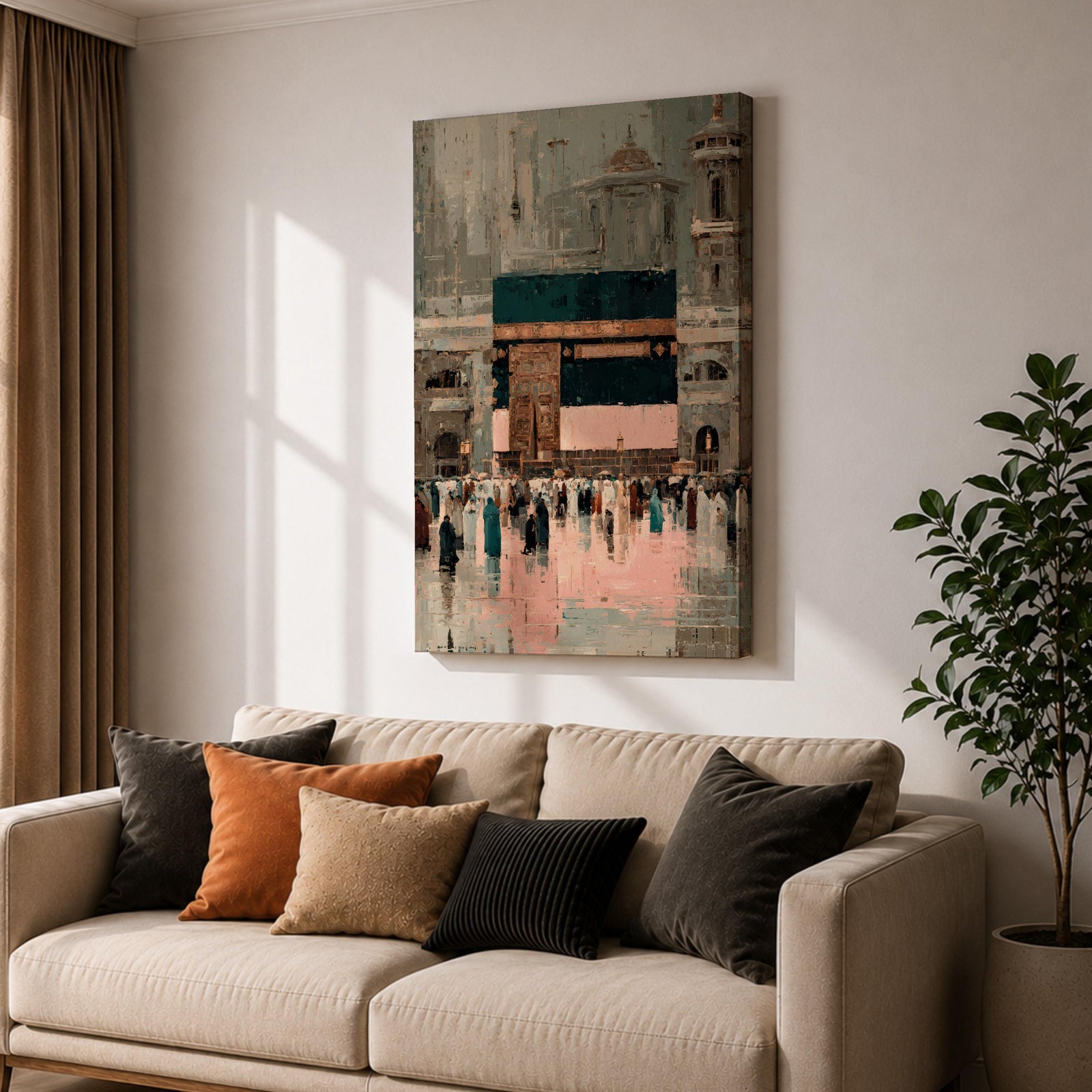 Kaaba Wall Art Sacred Mosque Framed Canvas Mecca Masjid Haram Hajj Umrah Islamic Decor