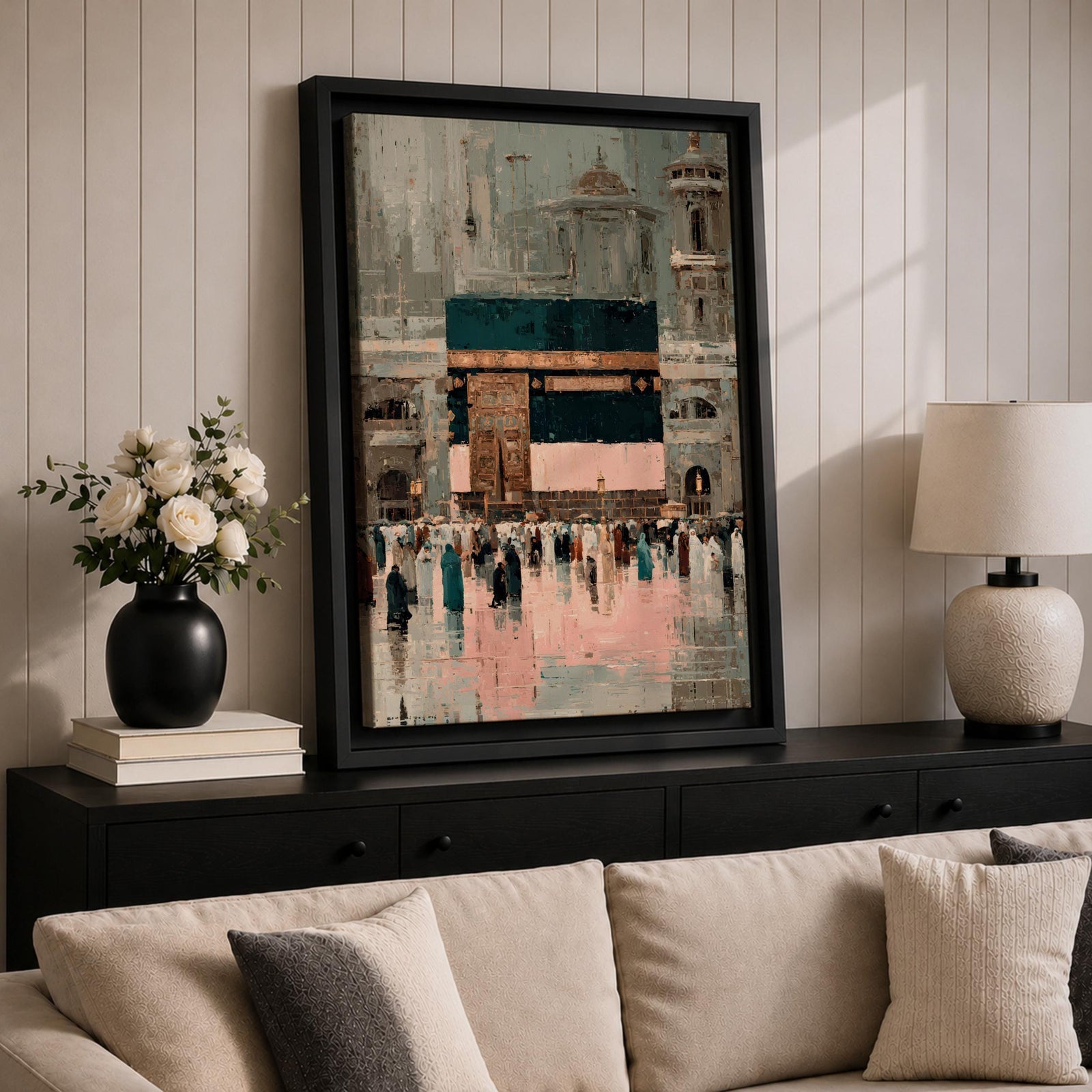 Kaaba Wall Art Sacred Mosque Framed Canvas Mecca Masjid Haram Hajj Umrah Islamic Decor