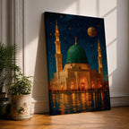 Prophet Mosque Wall Art Madinah Night Scene Framed Canvas Al Masjid Nabawi Islamic Decor
