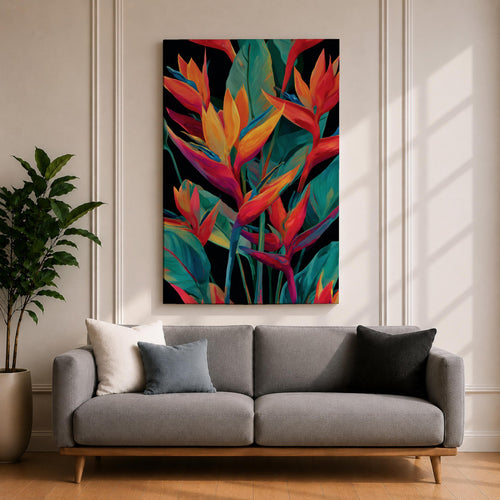Bird of Paradise Wall Art Tropical Leaves Framed Canvas Strelitzia Botanical Boho Home Decor