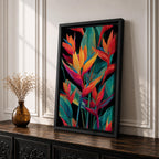 Bird of Paradise Wall Art Tropical Leaves Framed Canvas Strelitzia Botanical Boho Home Decor