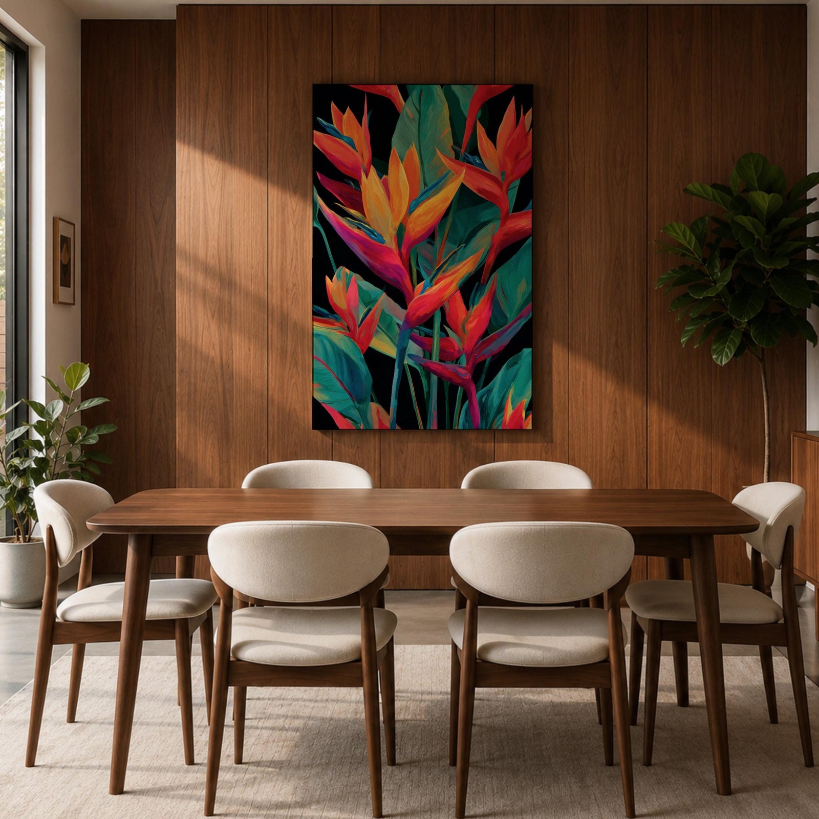 Bird of Paradise Wall Art Tropical Leaves Framed Canvas Strelitzia Botanical Boho Home Decor