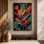 Bird of Paradise Wall Art Tropical Leaves Framed Canvas Strelitzia Botanical Boho Home Decor