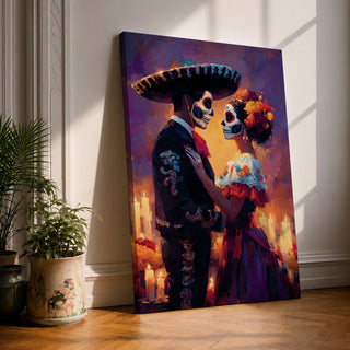 Day of the Dead Wall Art Romantic Dia de los Muertos Canvas Mexican Decor