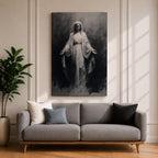 Our Lady of Lourdes Wall Art Virgin Mary Framed Canvas Minimalist Catholic Christian Decor