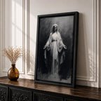 Our Lady of Lourdes Wall Art Virgin Mary Framed Canvas Minimalist Catholic Christian Decor