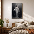 Our Lady of Lourdes Wall Art Virgin Mary Framed Canvas Minimalist Catholic Christian Decor