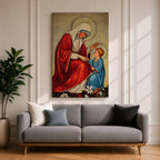 Virgin Mary and Child Wall Art Blessing Framed Canvas Madonna Christian Holy Family Decor