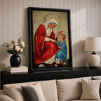 Virgin Mary and Child Wall Art Blessing Framed Canvas Madonna Christian Holy Family Decor