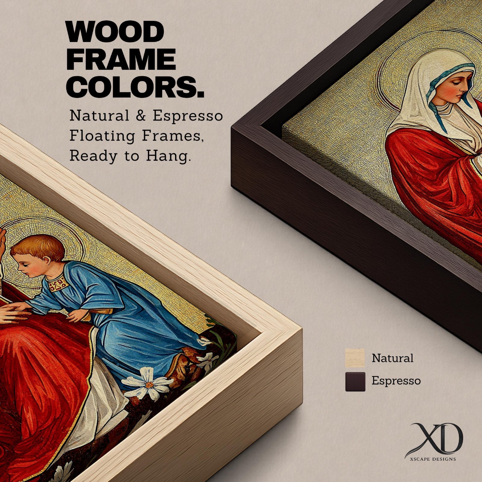 Virgin Mary and Child Wall Art Blessing Framed Canvas Madonna Christian Holy Family Decor