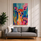Baby Deer Wildlife Wall Art Fawn Abstract Nature Animal Forest Gift Nursery Home Decor