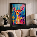 Baby Deer Wildlife Wall Art Fawn Abstract Nature Animal Forest Gift Nursery Home Decor