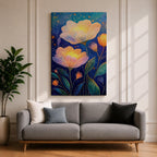 Floral Nightscape Wall Art Glowing Botanical Framed Canvas Bloom Modern Home Decor