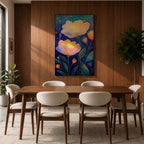 Floral Nightscape Wall Art Glowing Botanical Framed Canvas Bloom Modern Home Decor
