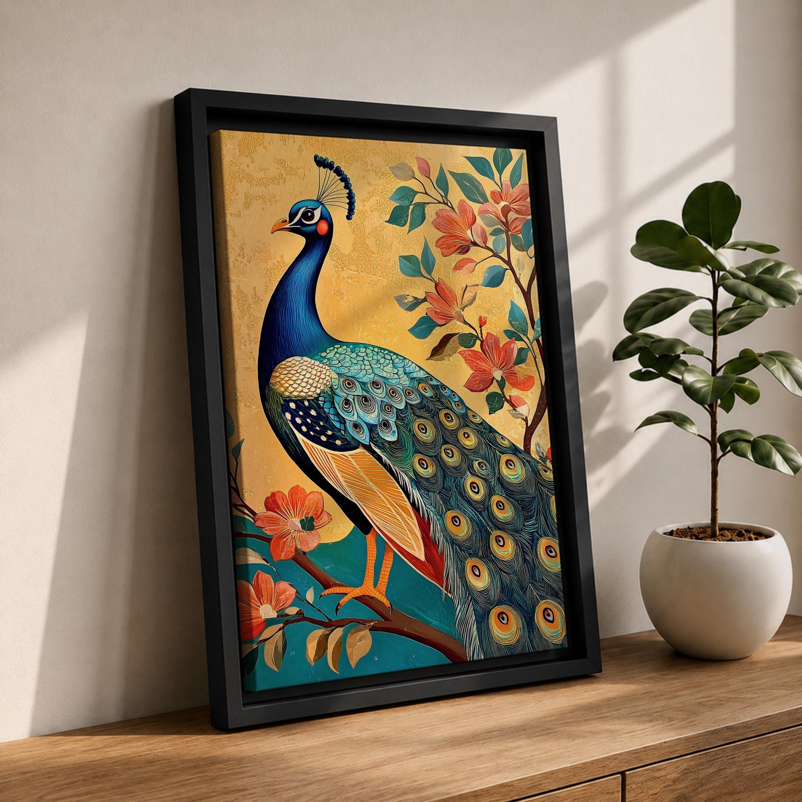 Peacock Bird Wall Art Peafowl Nature Floral Garden Wildlife Gift Living Room Home Decor
