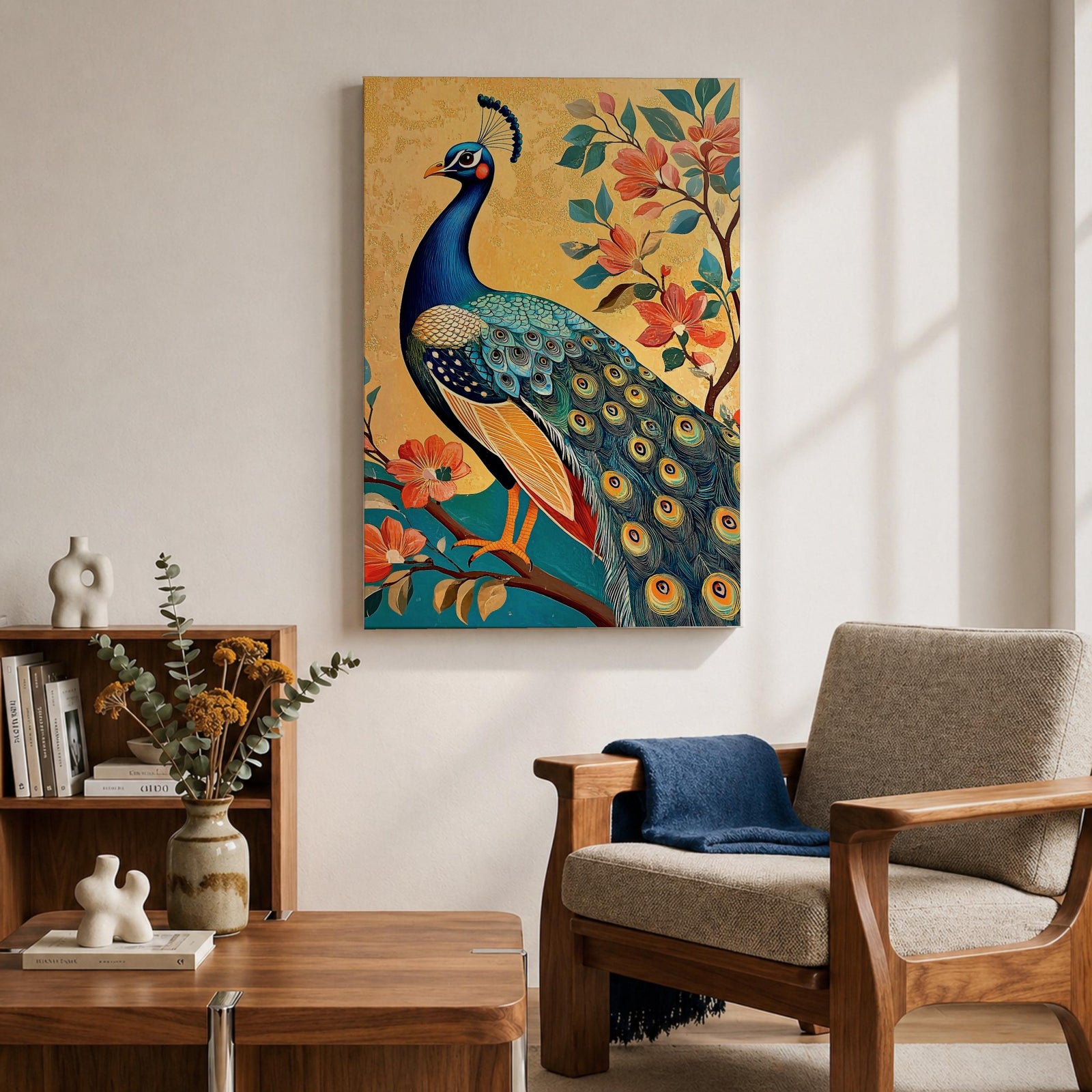 Peacock Bird Wall Art Peafowl Nature Floral Garden Wildlife Gift Living Room Home Decor