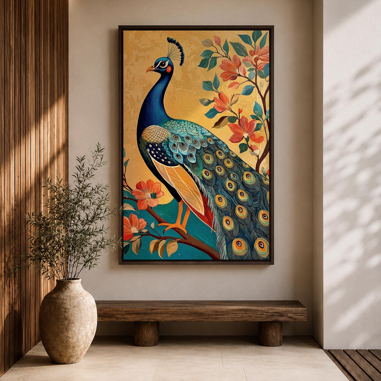 Peacock Bird Wall Art Peafowl Nature Floral Garden Wildlife Gift Living Room Home Decor