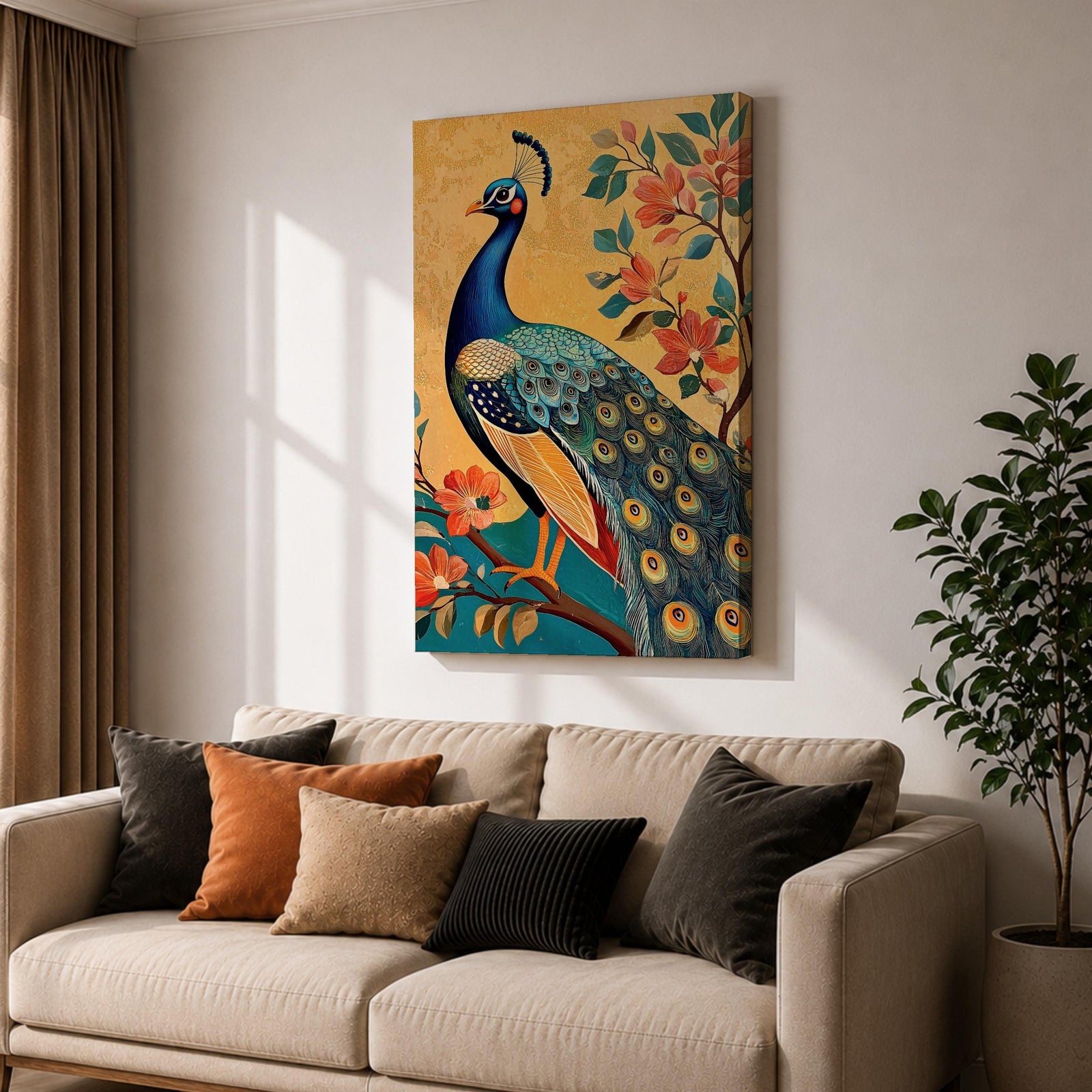 Peacock Bird Wall Art Peafowl Nature Floral Garden Wildlife Gift Living Room Home Decor