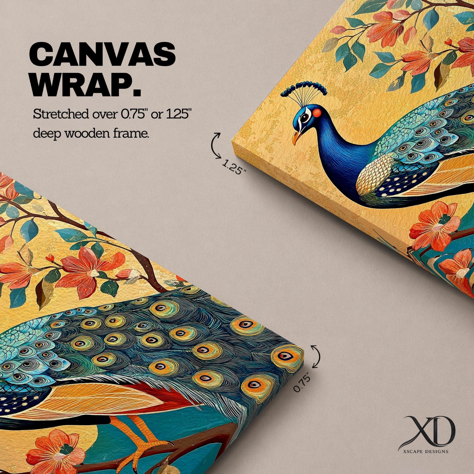 Peacock Bird Wall Art Peafowl Nature Floral Garden Wildlife Gift Living Room Home Decor