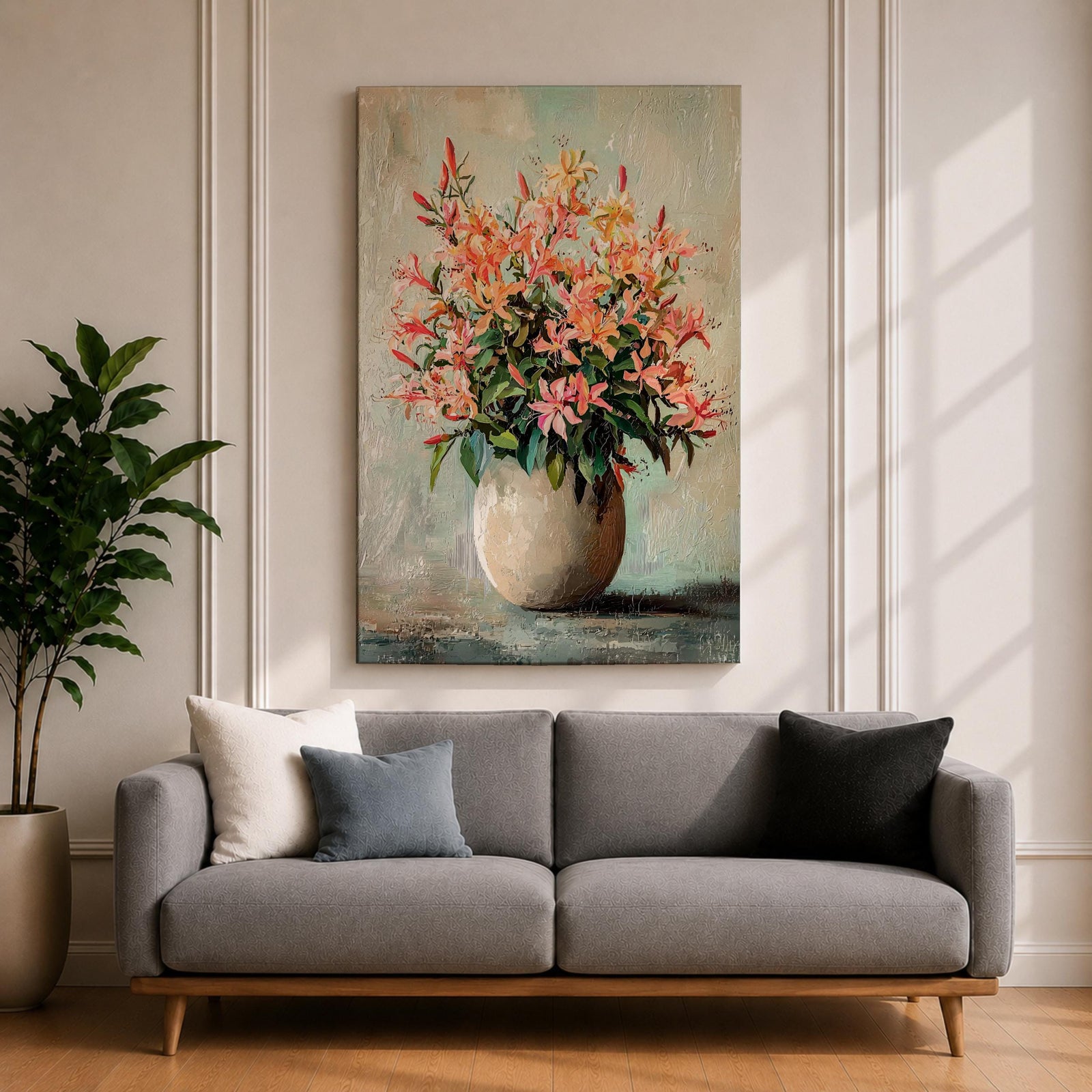 Azalea Bouquet Wall Art Flower Vase Framed Canvas Botanical Farmhouse Rustic Bloom Home Decor