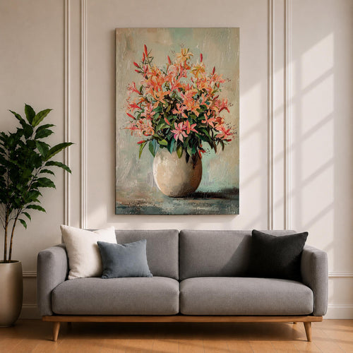 Azalea Bouquet Wall Art Flower Vase Framed Canvas Botanical Farmhouse Rustic Bloom Home Decor