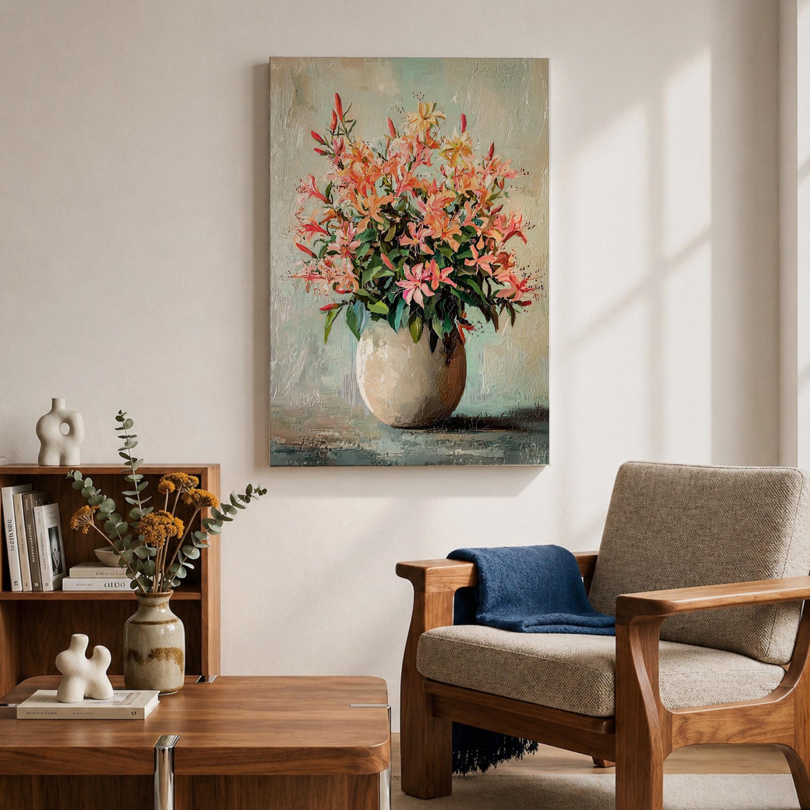 Azalea Bouquet Wall Art Flower Vase Framed Canvas Botanical Farmhouse Rustic Bloom Home Decor