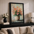 Azalea Bouquet Wall Art Flower Vase Framed Canvas Botanical Farmhouse Rustic Bloom Home Decor
