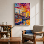 Brooklyn Bridge Wall Art New York Manhattan Skyline Cityscape Gift Living Room Home Decor