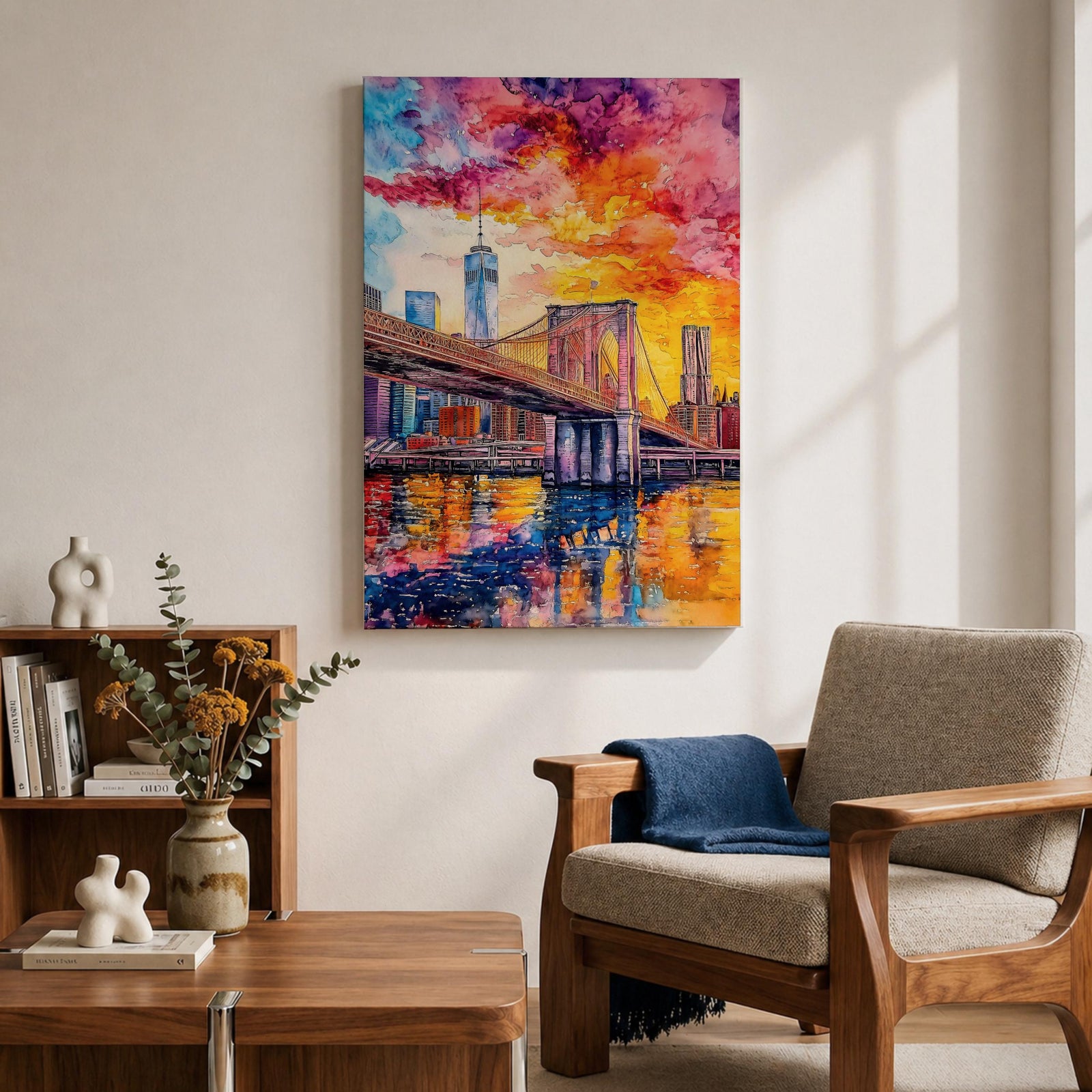 Brooklyn Bridge Wall Art New York Manhattan Skyline Cityscape Gift Living Room Home Decor