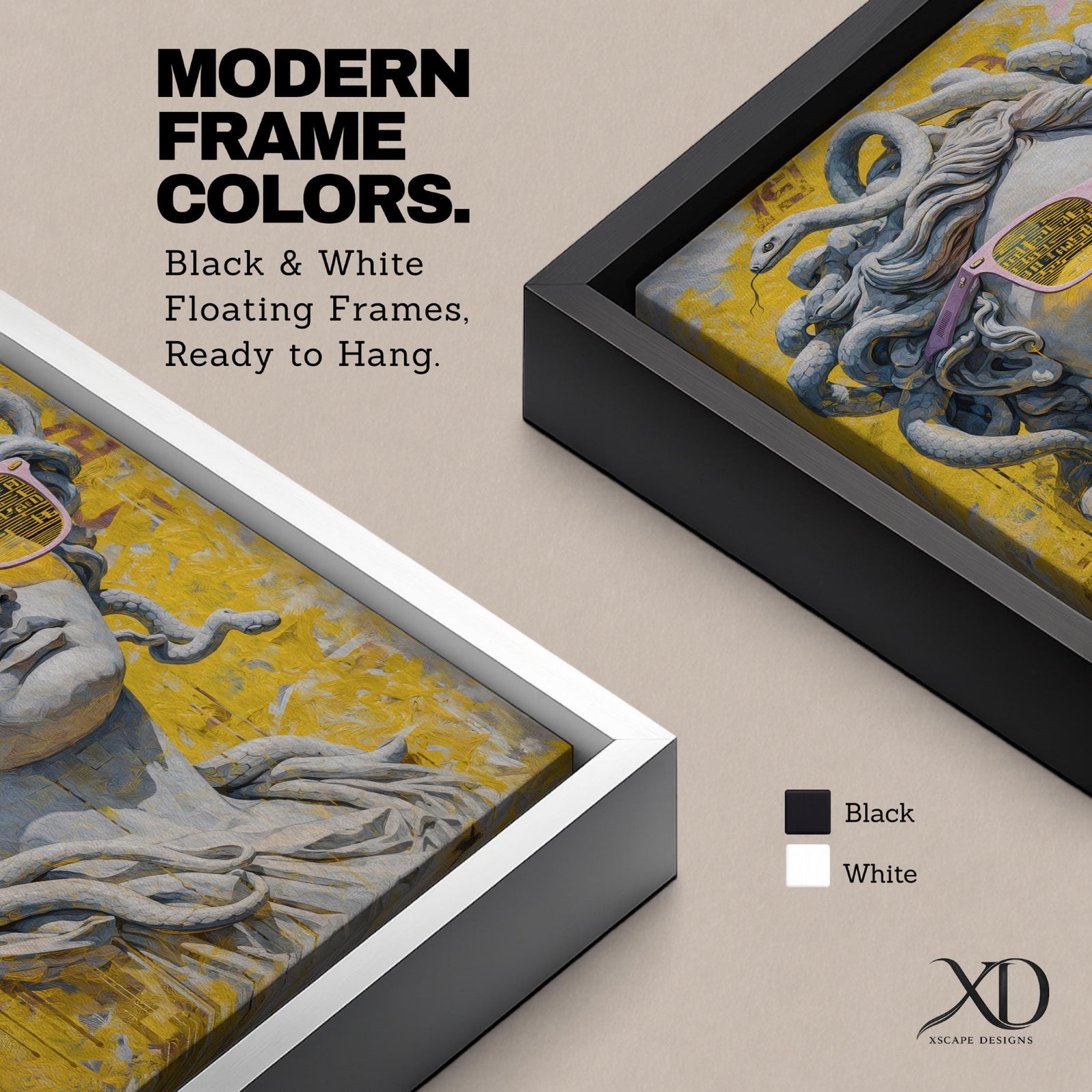 Medusa Wall Art Greek Mythology Framed Canvas Statue Sunglasses Modern Pop Art Decor
