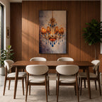 Chandelier Wall Art French Lighting Framed Canvas Blue Gold Baroque Elegant Classic Wall Decor
