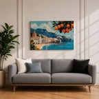 Amalfi Coast Wall Art Positano Italy Framed Canvas Mediterranean Seascape Living Room Decor