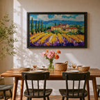 Vineyard Landscape Wall Art Tuscan Vineyard Framed Canvas Mediterranean Countryside Rustic Home Decor