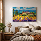 Vineyard Landscape Wall Art Tuscan Vineyard Framed Canvas Mediterranean Countryside Rustic Home Decor
