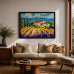 Vineyard Landscape Wall Art Tuscan Vineyard Framed Canvas Mediterranean Countryside Rustic Home Decor