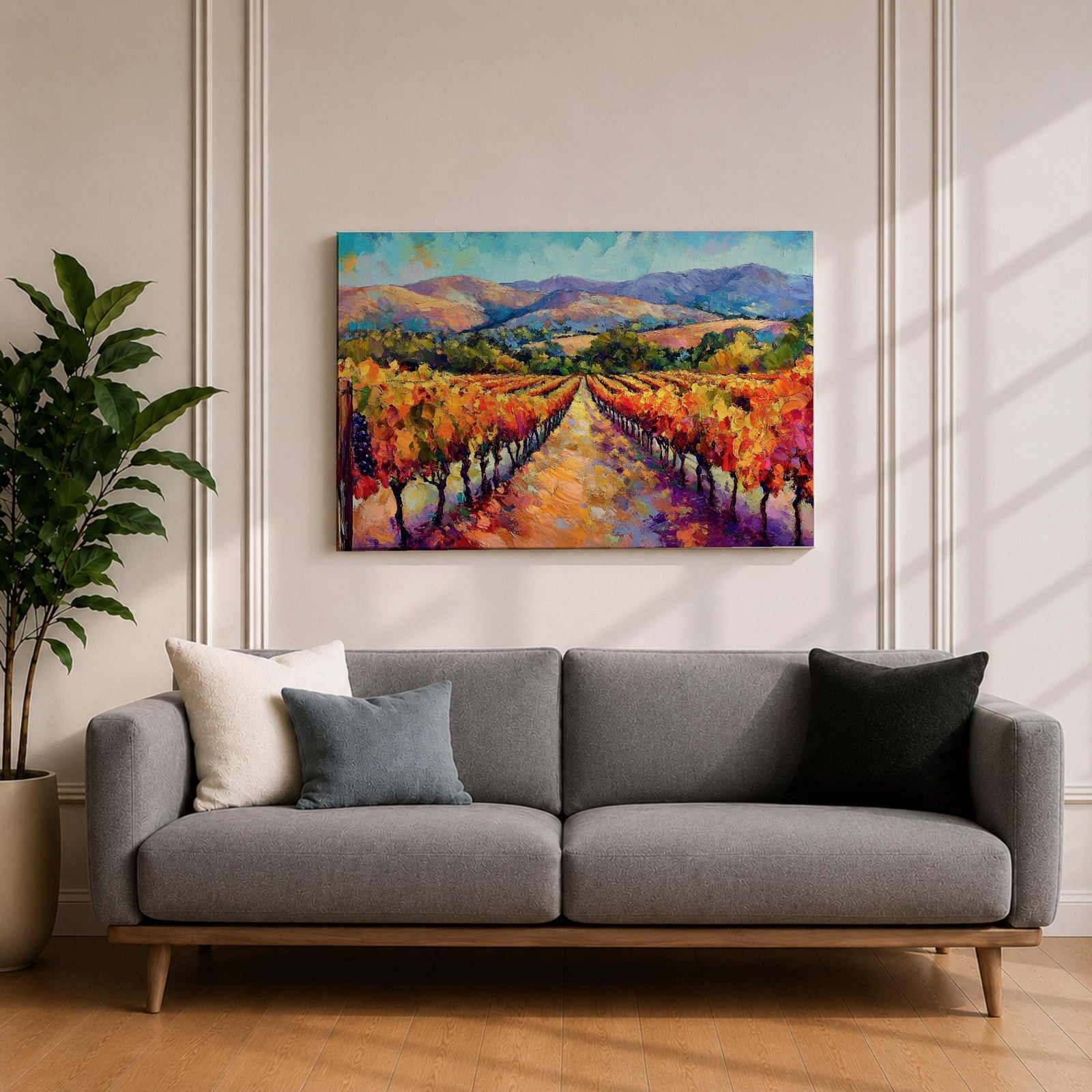 Vineyard Landscape Wall Art Wine Country Framed Canvas Mediterranean Rustic Decor Gift Home Decor