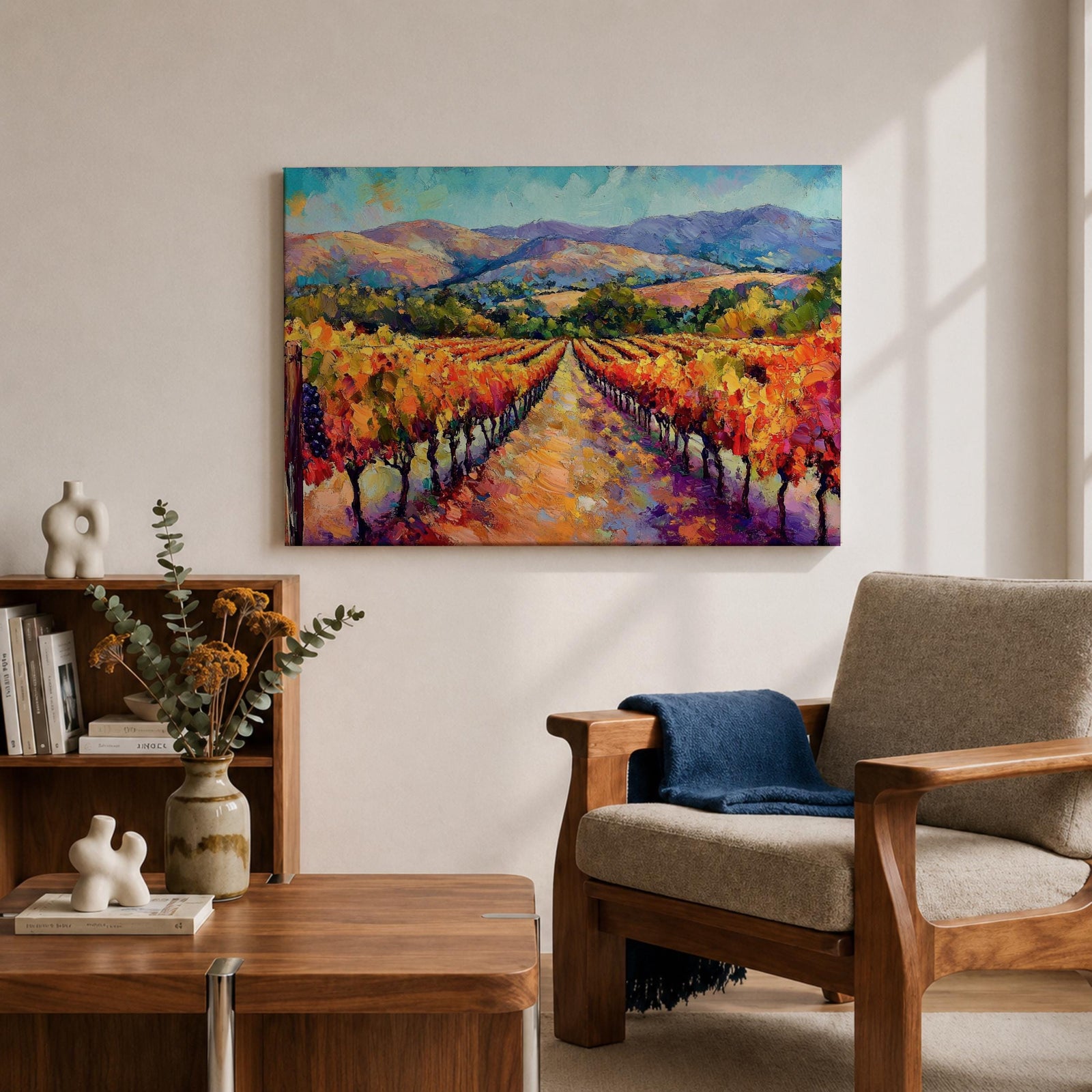 Vineyard Landscape Wall Art Wine Country Framed Canvas Mediterranean Rustic Decor Gift Home Decor