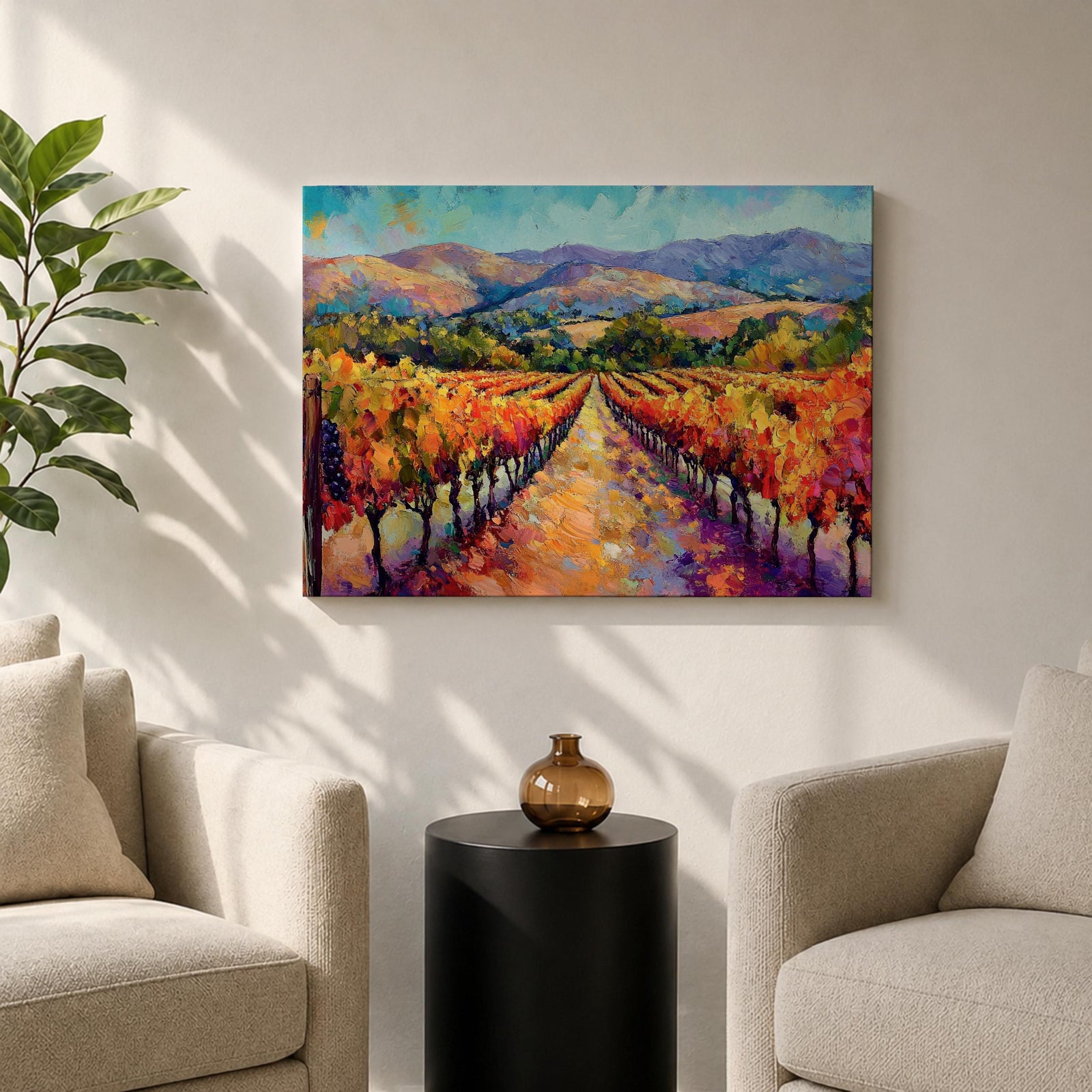 Vineyard Landscape Wall Art Wine Country Framed Canvas Mediterranean Rustic Decor Gift Home Decor