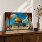 Masjid Al Aqsa Wall Art Arch View Framed Canvas Qubbat Sakhrah Impasto Islamic Decor