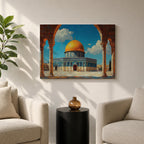 Masjid Al Aqsa Wall Art Arch View Framed Canvas Qubbat Sakhrah Impasto Islamic Decor