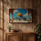 Masjid Al Aqsa Wall Art Arch View Framed Canvas Qubbat Sakhrah Impasto Islamic Decor