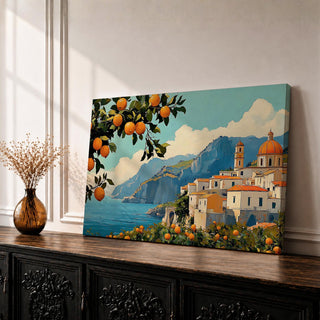 Amalfi Coast Wall Art Amalfi Lemon Framed Canvas Italian Citrus Living Room Decor