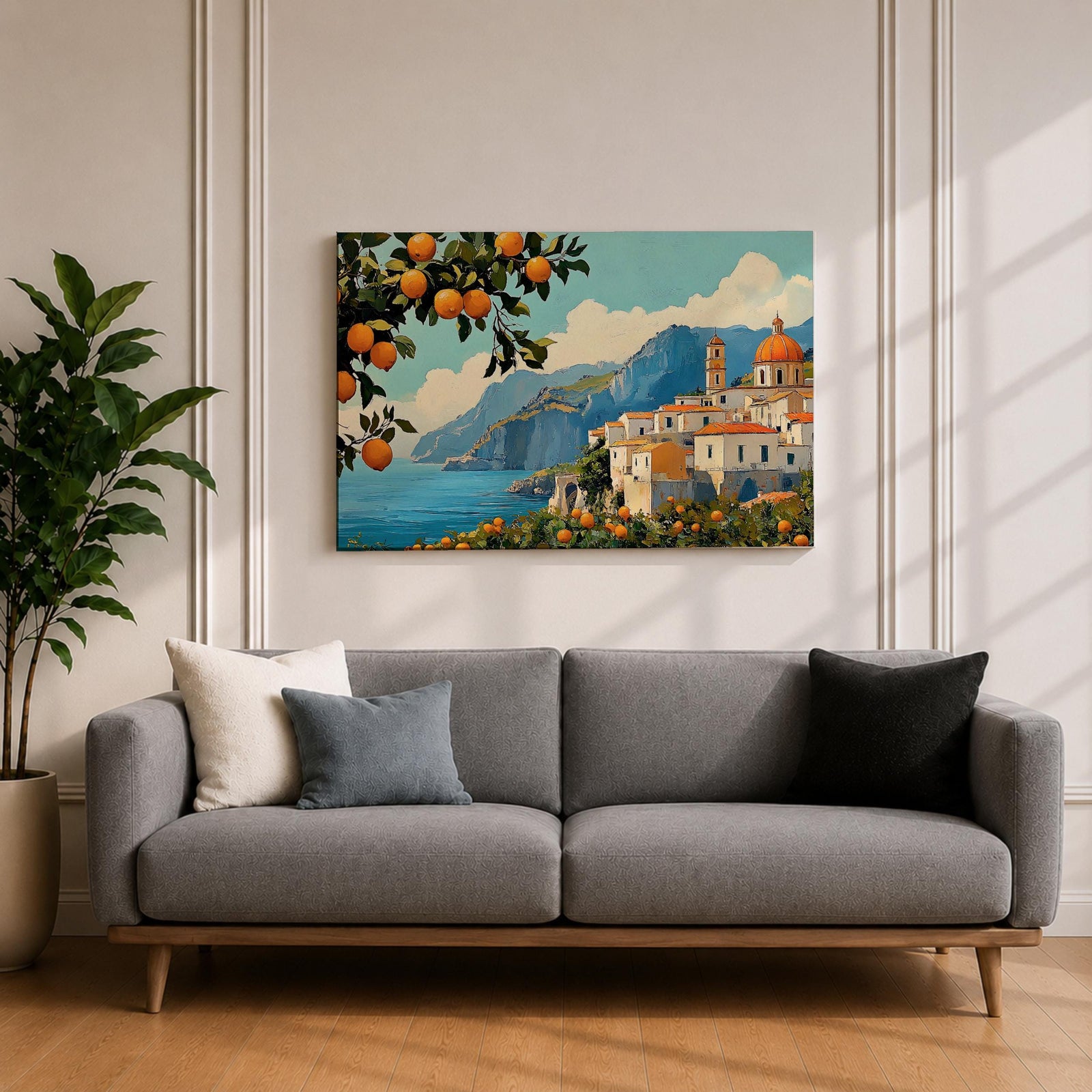 Amalfi Coast Wall Art Amalfi Lemon Framed Canvas Italian Citrus Living Room Decor