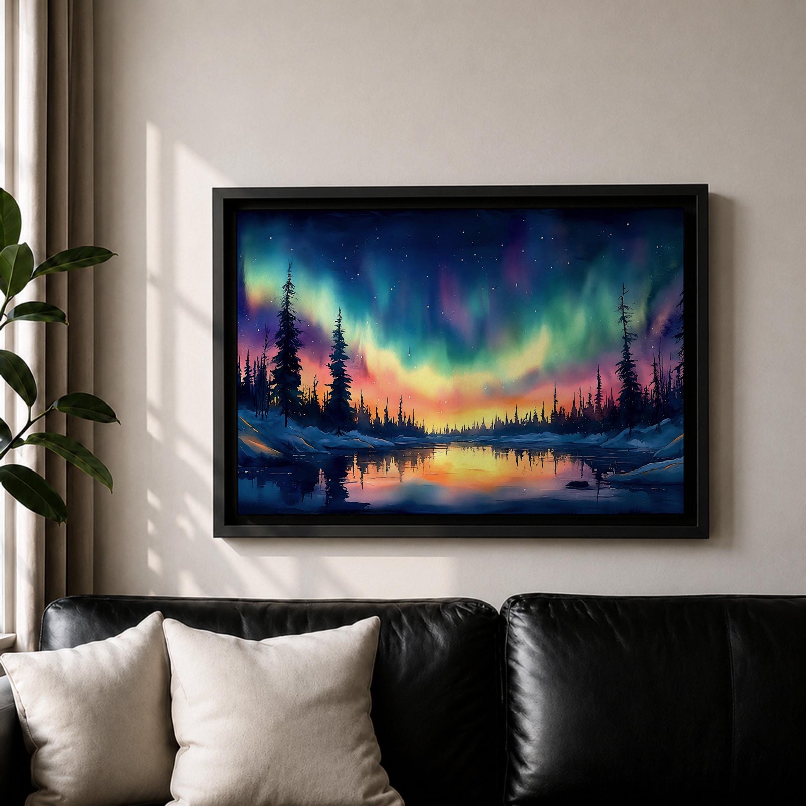 Northern Lights Wall Art Aurora Borealis Framed Canvas Arctic Night Landscape Gift Home Decor